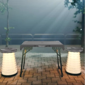 Porodo Lifestyle Compact Portable Outdoor Table Set with Illuminated Folding Seats