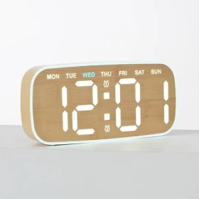 CRONY Wooden Digital Clock with LED Time and Date Display