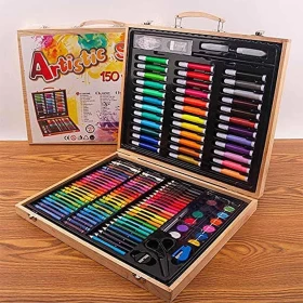 Drawing Art Box 150 Pieces of Oil Pastels, Crayons, Colored Pencils, Markers Plastic for Kids