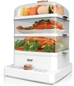 RAF Electric Food Steamer, 1200W Fast Heating with 3 Tiers Stackable Basket