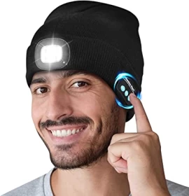 Bluetooth Beanie Hat with LED Headlight