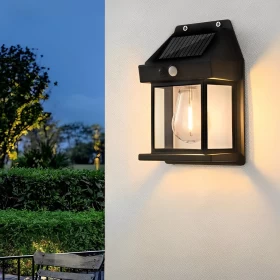 Solar Lights Outdoor, Wall Sconce Motion Sensor, 3 Lighting Modes