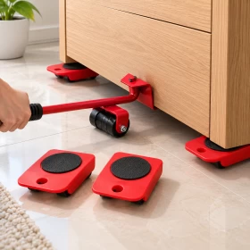 Heavy Furniture Trolley Lift Move Slides Kit 4 Rollers-Up to 100KG