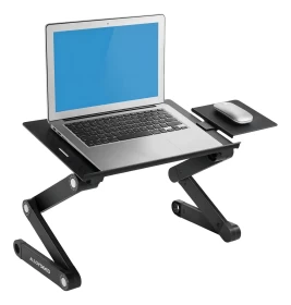 T8 Laptop Table with 2 Cooling Fans – Black, Foldable for Bed or Sofa