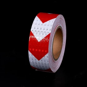 Reflective Arrow Warning Tape – 5cm × 25m – Red & White – Self-Adhesive Safety Sticker
