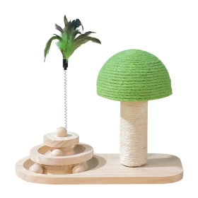 Mushroom Shape Sisal Cat Toy Climbing Frame Wooden