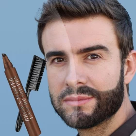 قلم تعبئة اللحية المقاوم للماء مع فرشاة – بني