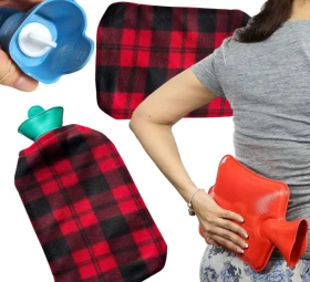 Rubber Hot Water Bag with Fleece Knitted Cover - 1.7L