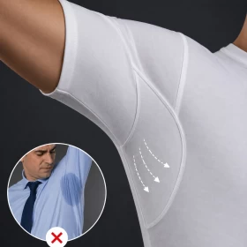 Sweatproof Classic Cotton Undershirt for Men with Underarm Sweat Pad-(U shape neck)