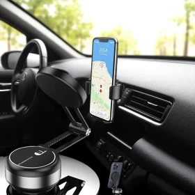 Electric Vacuum Suction Magnetic Phone Holder – 360° Rotatable & Foldable Mount for Car