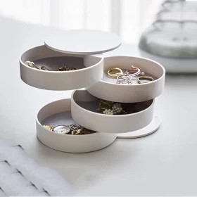 Jewelry Storage Box 4-Tier 360 Degree Rotating