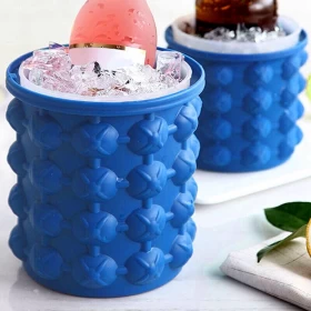 Silicone Ice Bucket Mold With Lid Large Space Saving Cube Maker