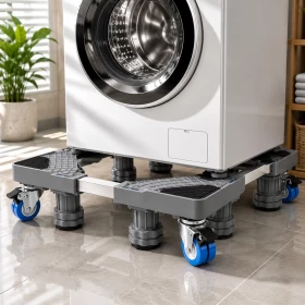 Adjustable Refrigerator/Washing Machine 4 Locking Wheels Stand-55to66CM