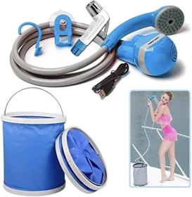 Travel Shataf Bidet Hose Spray with Foldable Bucket Rechargable -15lit