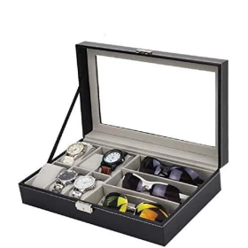 Multi Slot Leather Watch/Goggles Box Organizer Case