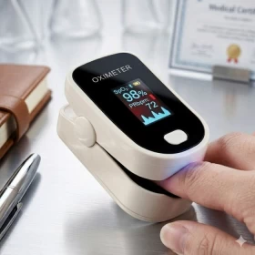 Pulse Oximeter Blood Oxygen Saturation Heart Rate Finger Monitor White