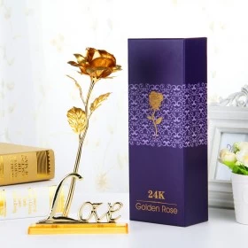 24k Gold Rose Flower Valentine's Gift - Gold Color