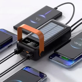 Minicell Solar Power Bank with Light and 4 Cables