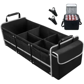 Foldable Car Trunk Organizer with Insulated Cooler Bag – Stay Organized on the Go!