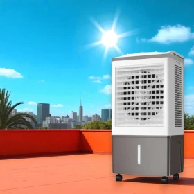 Portable Desert Air Conditioner – 3500 m³/h Flow, 50L Tank, 150W Power