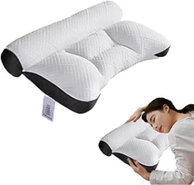Cervical Support Goose Down Pillow – Ergonomic Neck Support Pillow for Sleeping (Grey)