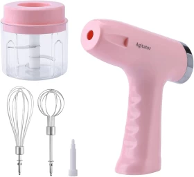 3-in-1 Cordless Mini Hand Mixer – USB Rechargeable  Pink