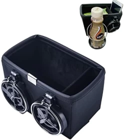 Car Storage Box Organizer Two Collapsible Cup Holders