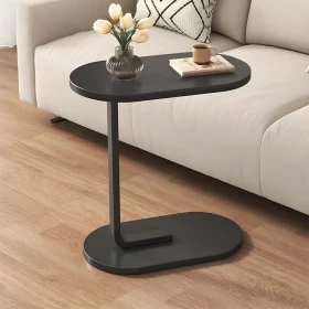 C-Shaped End Table Premium Black Coffee & TV Dinner Bedside Side Table Black