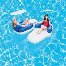 Bestway Double the Fun Lounge – 2 Person Linking Pool Floats Mattress with Sunshade