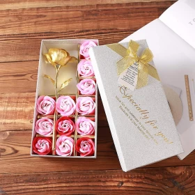 12pcs Soap Rose and 24k Gold Foil Rose Gift