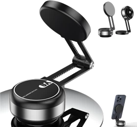 Electric Vacuum Suction Magnetic Phone Holder – 360° Rotatable & Foldable Mount for Car