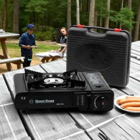 Camping  Black Portable Gas Stove + Gas Butane Bottle