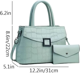 Leather Women Shoulder Handbag light green