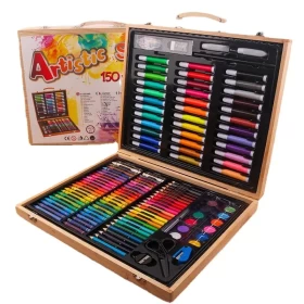 Drawing Art Box 150 Pieces of Oil Pastels, Crayons, Colored Pencils, Markers Plastic for Kids