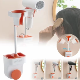 Adjustable Hair Dryer Holder – Hands-Free Stand with 360° Rotation & Positionable Arm