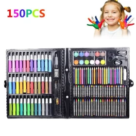 Drawing Art Box 150 Pieces of Oil Pastels, Crayons, Colored Pencils, Markers Plastic for Kids