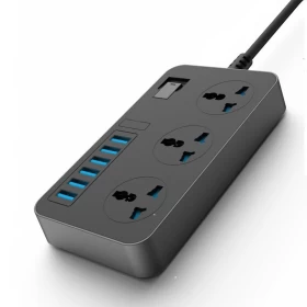 Power Strip with 3 AC Sockets and 6 USB Ports Plug