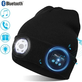 Bluetooth Beanie Hat with LED Headlight