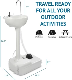 Portable camping sink with pedal pump - 17 liter tank