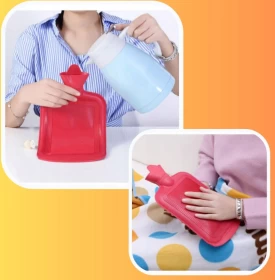 Rubber Hot Water Bag with Fleece Knitted Cover - 1.7L