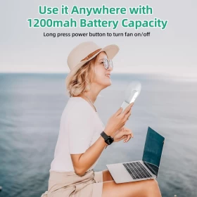 SEVENKA 2-Pack USB-C Rechargeable Fans with Flashlight