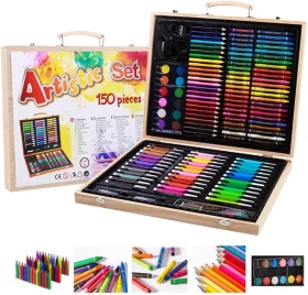 Drawing Art Box 150 Pieces of Oil Pastels, Crayons, Colored Pencils, Markers Plastic for Kids