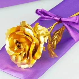 24k Gold Rose Flower Valentine's Gift - Gold Color