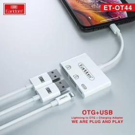 Earldom OTG Cable Integrated with 2 USB ports and 1 Lightning Port OT44