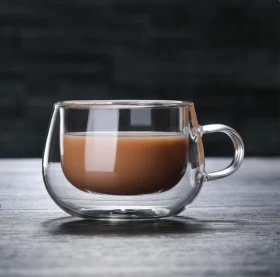 5psc Espresso Double Wall Glass Coffee Mug