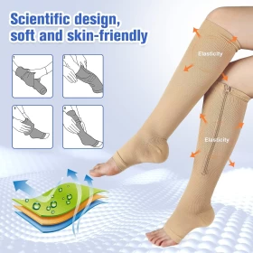 Zipper Compression Socks with Open Toe