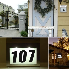 Waterproof Solar Address Numbers Sign LED Door House Plaque Light - Apartment Number Stainless Steel