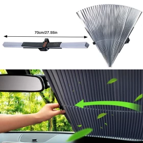 Foldable Retractable Sunshade Cover Curtain Protection for Front Windows