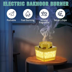 3-in-1 Electric Bluetooth Bakhoor Burner With Quran Speaker Lamp Azan Clock Rechargeable Oud Holder