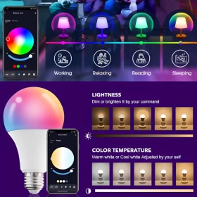 Tuya Smart LED Bulb Wifi Light E27 RGB 9W